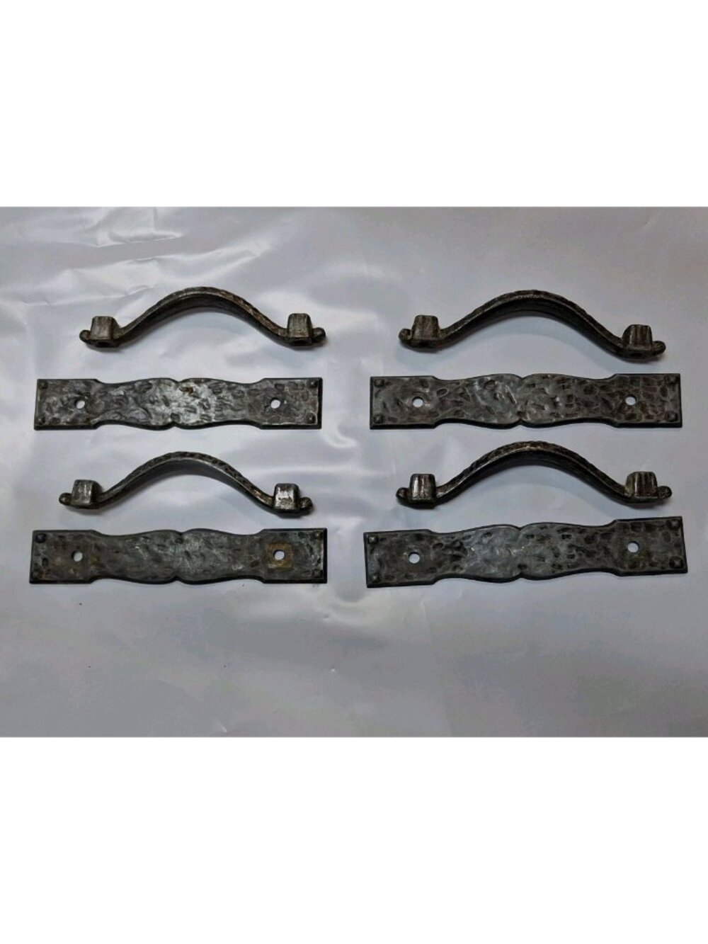Set of 4 VTG National Lock Valley Forge Cabinet Pull & Backplate Aged Silver .